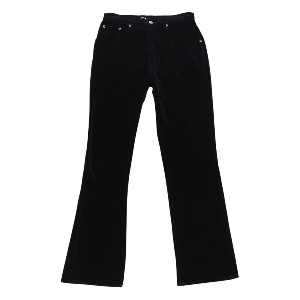 Vintage 90s Ellemenno Black Velvet Mid Rise Bootcut Flare Pants 9